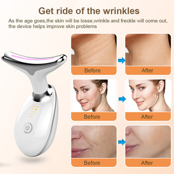 Масажор за лице EMS Microcurrent Face Neck Lifting Massager Thin Double Chin Vibrator Skin Tighten Light Therapy Beauty Device