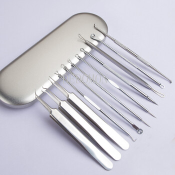 Инструменти за премахване на черни точки Pimple Popper Tool Kit Инструмент за извличане на акне Професионален набор от неръждаеми инструменти за отстраняване на пъпки, акне и петна