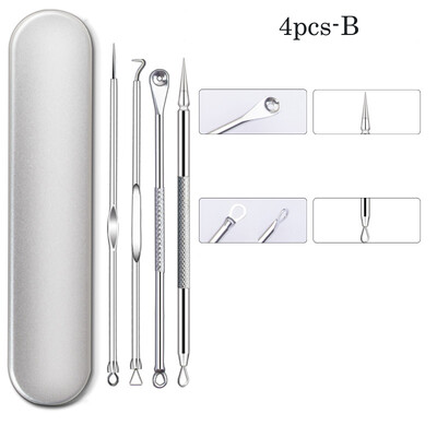 Mitesszer eltávolító eszközök Pattanásos pattanásos eltávolító eszköz Professzionális rozsdamentes pattanásos pattanások eltávolító eszközkészlet