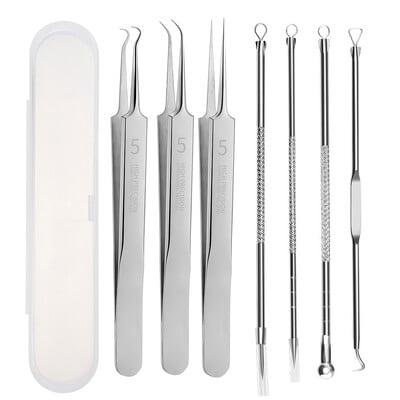 3-7 τμχ/παρτίδα Βελόνες ακμής από ανοξείδωτο ατσάλι Σπυράκια μαύρα στίγματα Σπυράκια Αφαίρεση σωματιδίων λίπους Λαβίδες καθαρισμού πόρων προσώπου με κλιπ κυττάρων