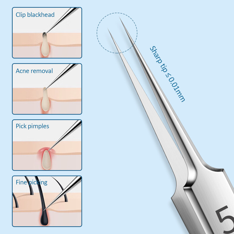 3-7 τμχ/παρτίδα Βελόνες ακμής από ανοξείδωτο ατσάλι Σπυράκια μαύρα στίγματα Σπυράκια Αφαίρεση σωματιδίων λίπους Λαβίδες καθαρισμού πόρων προσώπου με κλιπ κυττάρων