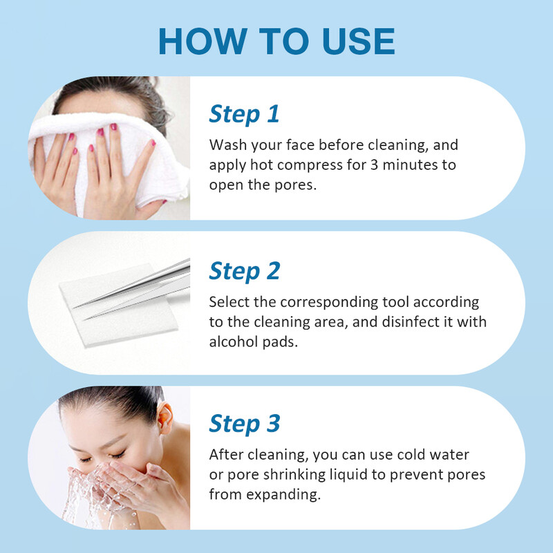 3-7 τμχ/παρτίδα Βελόνες ακμής από ανοξείδωτο ατσάλι Σπυράκια μαύρα στίγματα Σπυράκια Αφαίρεση σωματιδίων λίπους Λαβίδες καθαρισμού πόρων προσώπου με κλιπ κυττάρων