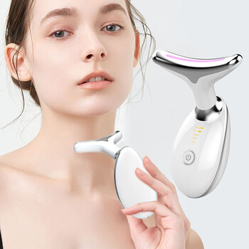 LED Photon Therapy Neck And Face Lifting Massager Вибрационен Skin Tighten Beauty Reduce Double Chin Anti-Wrinkle Remove Device