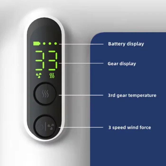 Vezeték nélküli hajszárító USB vezeték nélküli hordozható utazási újratölthető, erős szél, alacsony zajszintű 3 sebességes hajszárító LCD-vel