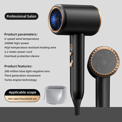 Επαγγελματικό πιστολάκι μαλλιών Hot Cold Wind Air Brush Drier Negative Lonic Blow Dryer Strong PowerDryer Salon Tool 2400W 3th Gear