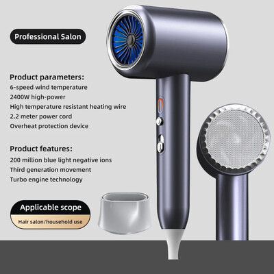 Επαγγελματικό πιστολάκι μαλλιών Hot Cold Wind Air Brush Drier Negative Lonic Blow Dryer Strong PowerDryer Salon Tool 2400W 3th Gear