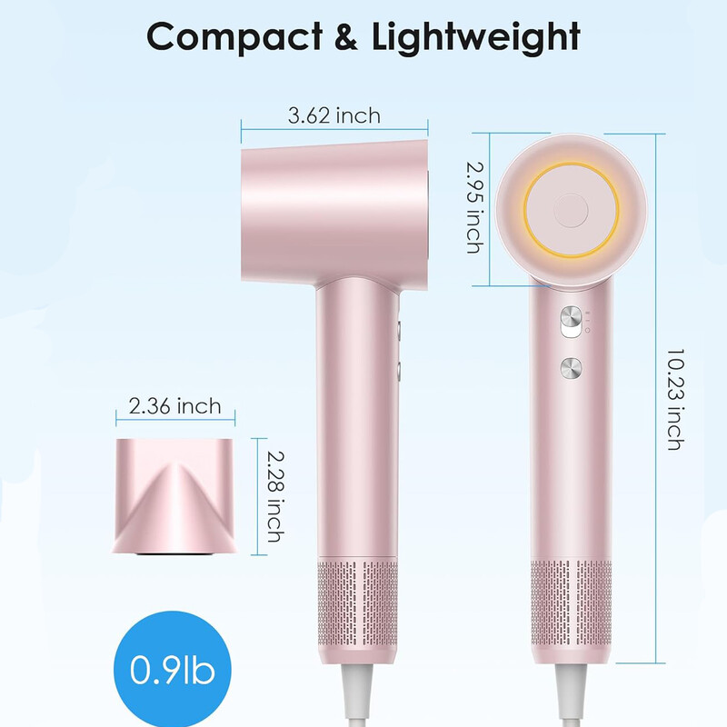 ABIR Hajszárító, Nagy sebesség, Intelligens hőmérséklet-szabályozás, Mágneses fúvóka, Alacsony zajszint, Professzionális hajápolás Gyors száradás negatív ionok