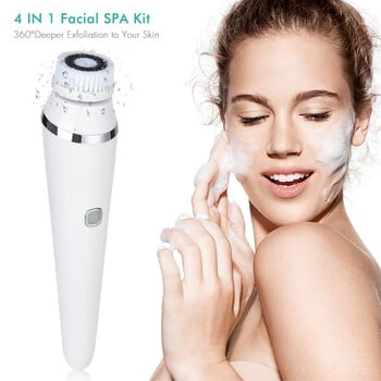 4 σε 1 Electric Clean Facial Brush Face Tightening Exfoliating Cleansing Sonic Massager Cleaner with 4 Heads Kit Περιποίηση προσώπου