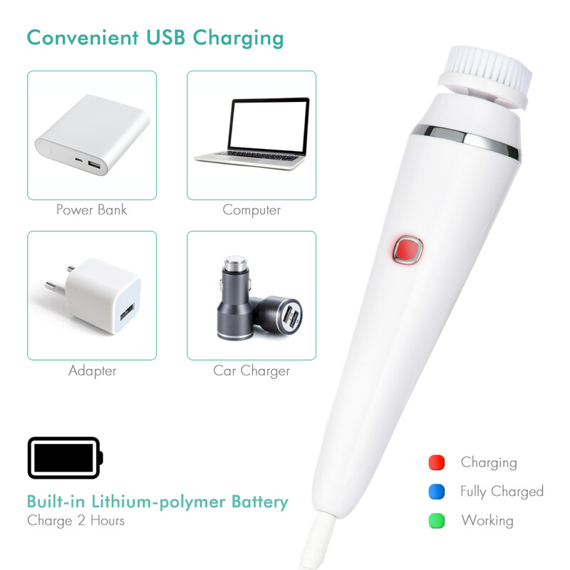 4 în 1 Perie electrică de curățare a feței Strângerea feței Curățare exfoliantă Dispozitiv de curățare pentru masaj sonic cu 4 capete Kit de îngrijire a pielii pentru față