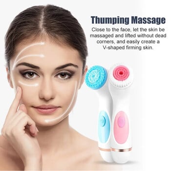 Electric Cleansing Brush 3 in 1 Sonic Rotating Cleansing Brush Galvanic Facial Spa System Deeply Clean Remove Blackheads Tool