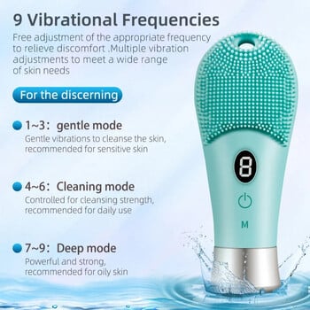 9 Gear Electric Ultrasonic Skin Sonic Scrubber Facial Brush Cleaner Spinning υψηλής συχνότητας κραδασμούς προσώπου με πυρίτιο επαναφορτιζόμενο