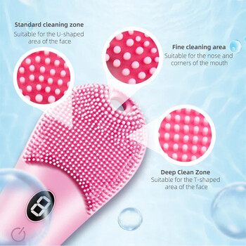 9 Gear Electric Ultrasonic Skin Sonic Scrubber Facial Brush Cleaner Spinning υψηλής συχνότητας κραδασμούς προσώπου με πυρίτιο επαναφορτιζόμενο