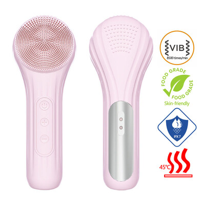Perie de curățare facială sonică din silicon pentru față, rezistentă la apă, vibrații electrice, încălzire, masaj, curățare profundă, instrument de baie SPA
