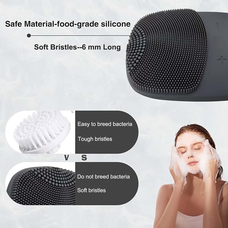 Perie de curățare facială rezistentă la apă Sonic Scrubber facial din silicon Maser pentru curățare profundă Îndepărtează exfolierea punctelor negre