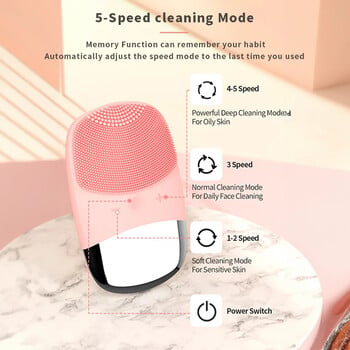 Ηλεκτρική βούρτσα καθαρισμού προσώπου Silicone Sonic Face Cleaner Deep Pore Cleaning Skin Massage Intelligent Cleansing Brush Cleaner