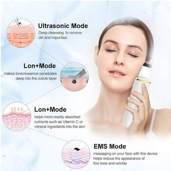 Ultrasonic Skin Scrubber Deep Face Cleaning Ion Peeling Shovel Facial Pore Cleaner Face Lift Massager Skin Care Tools