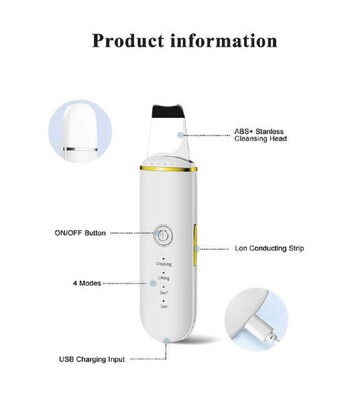 Ultrasonic Skin Scrubber Deep Face Cleaning Ion Peeling Shovel Facial Pore Cleaner Face Lift Massager Skin Care Tools