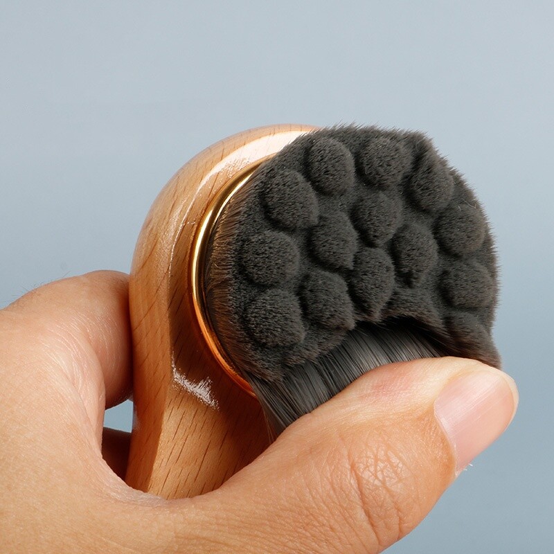 Fa nyelű arcmosó kefe bükk nyélű bambusz nyél fa kézi arcmosó kefe