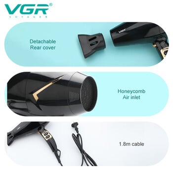 VGR Hair Dryer Professional Hair Dryer Machine Negative Ion Chaison Hair Dryer Dryer Hot and Cold Adjustment Powerful Dryers V-423