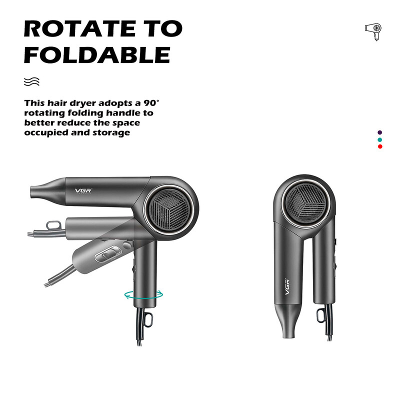 VGR Hajszárító Professzionális Hajszárító Meleg és Hideg Beállítás Hajszárítógép Negatív Ion Hajszárítók Háztartási gép V-420