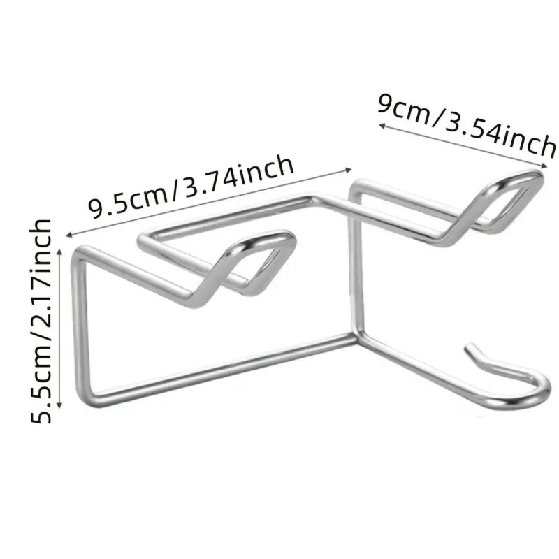 Tvirtas ir stilingas 1 dalių be smūgių nerūdijančio plieno plaukų džiovintuvo stovas, prie sienos tvirtinamas 3,74 x 3,54 colio dydžio laikiklis, idealus 