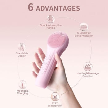 Sonic Facial Cleansing Brush Waterproof Electric Facial Cleaner Deep Cleaning Exfoliating Vibrating Face Cleaning Brush