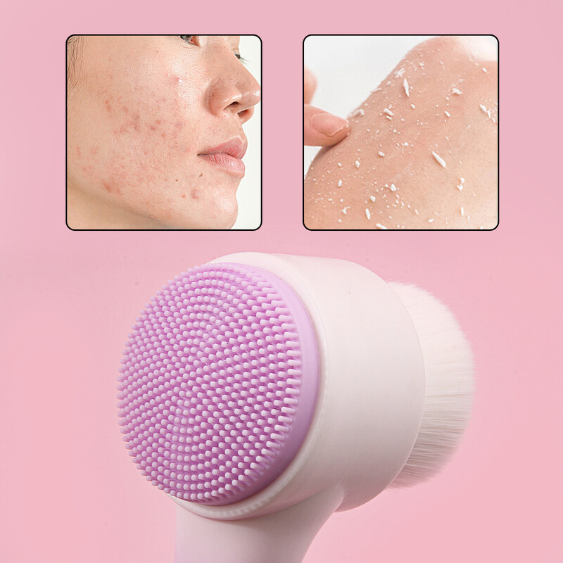 Szilikon dupla arclemosó kefe puha tisztító férfi és női kézi masszázs arcpórusok mélytisztító terméke