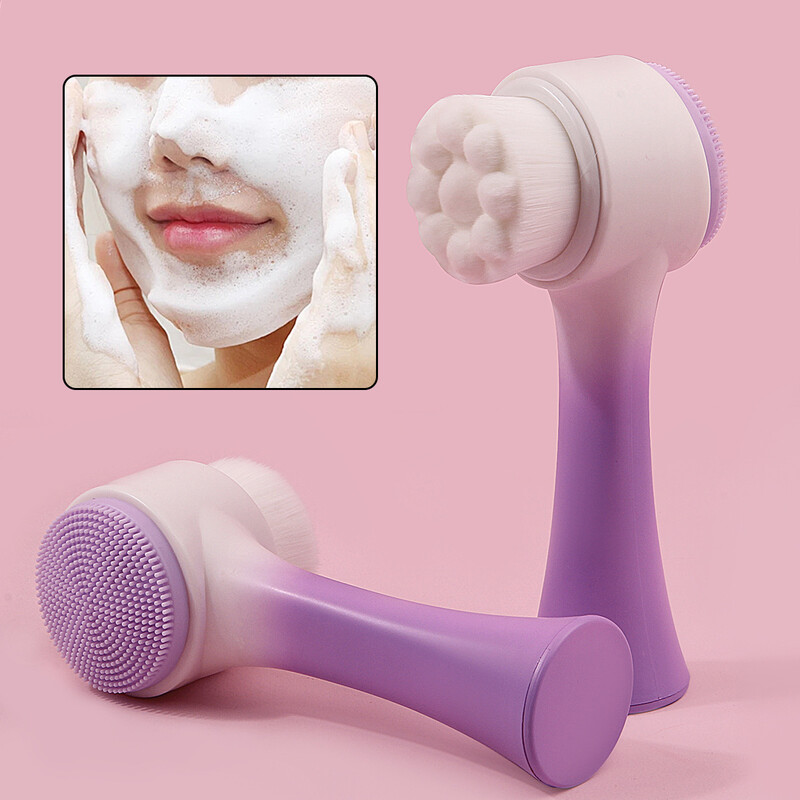 Szilikon dupla arclemosó kefe puha tisztító férfi és női kézi masszázs arcpórusok mélytisztító terméke