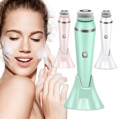 Elektromos arctisztító arctisztító kefe mélymosó vibrációs masszázsgép Beauty bőrápoló eszköz 4 masszírozófejjel