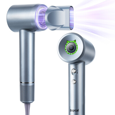 Uscător de păr profesional Bopcal de mare viteză, 110000 rpm, fără perii, la rece, cald, uscător de păr silențios cu ecran tactil, pentru salon de coafură acasă