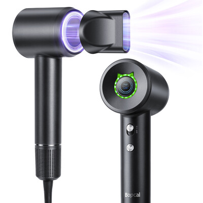 Uscător de păr profesional Bopcal de mare viteză, 110000 rpm, fără perii, la rece, cald, uscător de păr silențios cu ecran tactil, pentru salon de coafură acasă