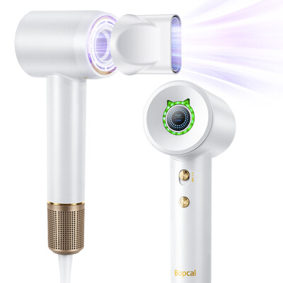 Uscător de păr profesional Bopcal de mare viteză, 110000 rpm, fără perii, la rece, cald, uscător de păr silențios cu ecran tactil, pentru salon de coafură acasă