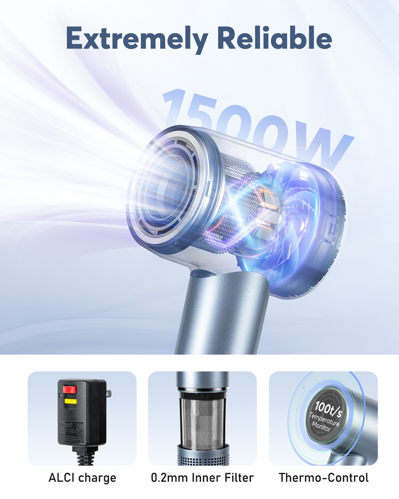 Uscător de păr profesional Bopcal de mare viteză, 110000 rpm, fără perii, la rece, cald, uscător de păr silențios cu ecran tactil, pentru salon de coafură acasă