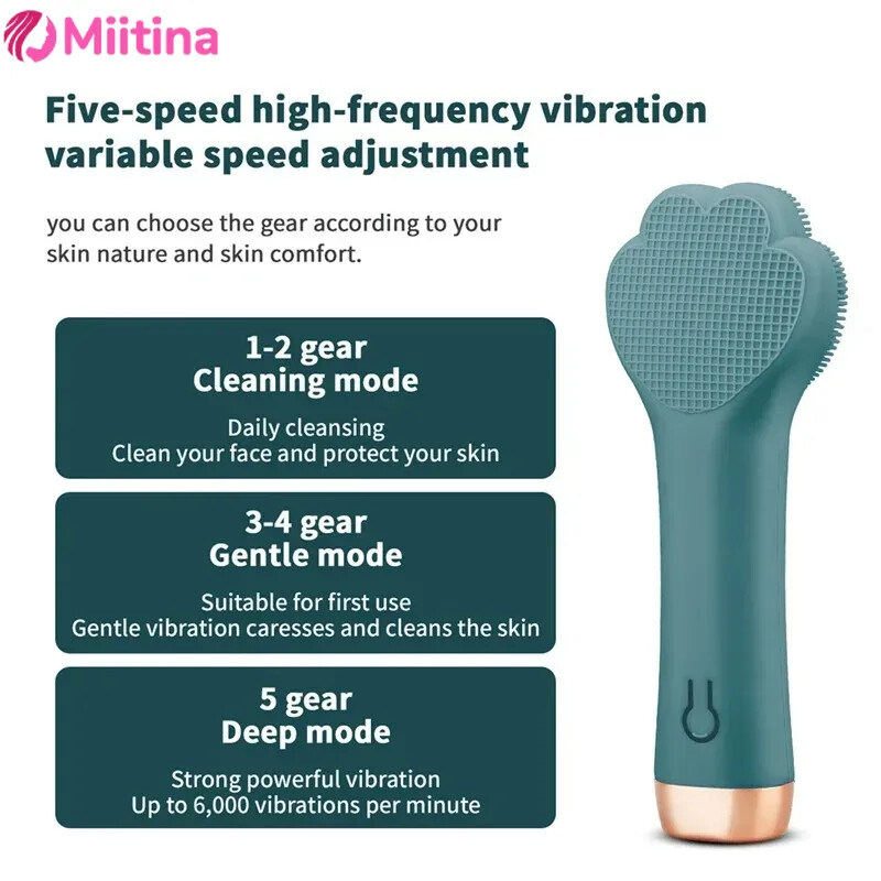 Miitina USB nabíjateľný odstraňovač čiernych bodiek, čistenie pórov, elektrická silikónová čistiaca kefka, vibračný sonický masážny prístroj