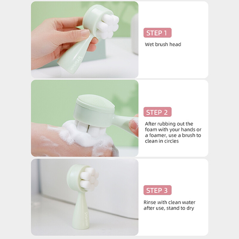 Brainbow veido prausimo šepetėlis dvipusis rankinis masažo valiklis giliai valantis poras silikoninis minkštas veido plovimo įrankis