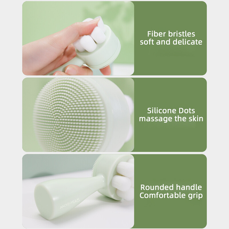 Brainbow veido prausimo šepetėlis dvipusis rankinis masažo valiklis giliai valantis poras silikoninis minkštas veido plovimo įrankis