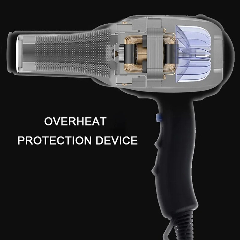 Galingas 8000 W plaukų džiovintuvas joninis plaukų džiovintuvas, prailgintas kintamosios srovės variklis, 2 greičių / 3 šilumos nustatymas, vėsinimo išjungimo mygtukas, greitai džiūstantys neigiami jonai