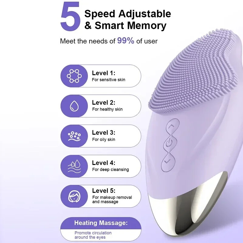 Masaj facial Perie de curățare din silicon Instrument pentru masajul ochilor Dispozitiv de curățare profundă a porilor Dispozitiv de îngrijire a sănătății pielii Reîncărcabil