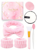 Szilikon arctisztító kefe készlet Arcfelhordó eszköz Szilikon hámlasztó arckefe 1 db Bowknot fejpánttal és 2 db csuklóval