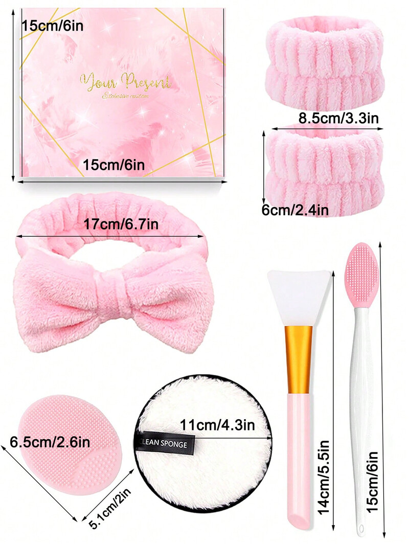 Szilikon arctisztító kefe készlet Arcfelhordó eszköz Szilikon hámlasztó arckefe 1 db Bowknot fejpánttal és 2 db csuklóval