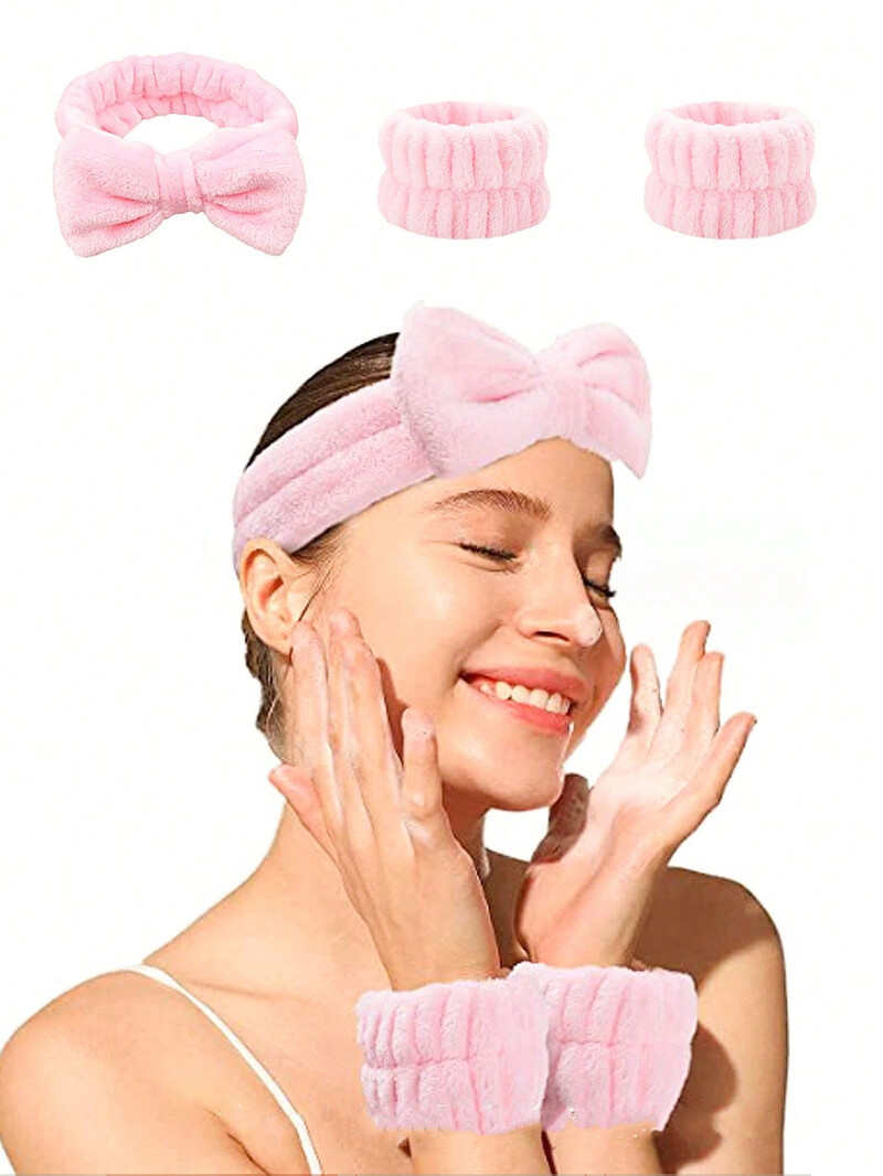 Szilikon arctisztító kefe készlet Arcfelhordó eszköz Szilikon hámlasztó arckefe 1 db Bowknot fejpánttal és 2 db csuklóval