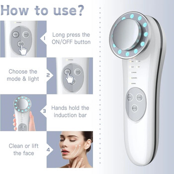 7 В 1 Microcurrent Face Beauty Device Lift EMS Eye Massager Face Lifting Anti Wrinkle LED Photon Face Многофункционална грижа за кожата