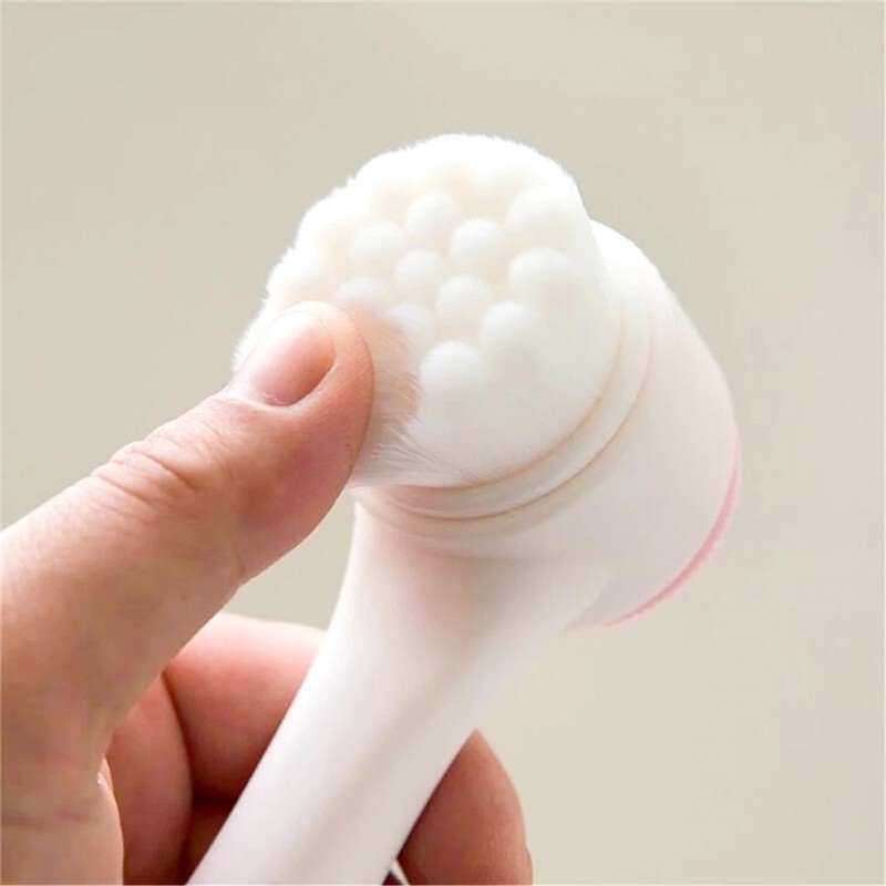 3D dvojitá silikónová čistiaca kefka na tvár, manuálna masážna kefka na tvár s mäkkými štetinami, exfoliátor, obojstranná kefka na umývanie tváre