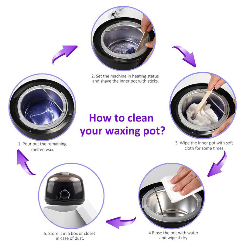 Teraapiamasina vahasoojendaja kaasaskantav elektriline karvaeemalduskomplekt näo bikiinipiirkonna kaenlaalusele kuuma vaha soojendajale