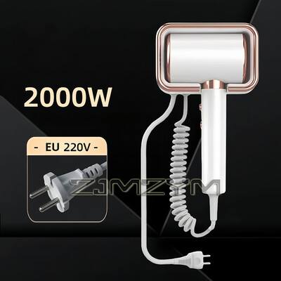 Prie sienos montuojamas plaukų džiovintuvas be perforavimo 2000 W didelio galingumo greitai džiūstantis viešbučio vonios kambario neigiamų jonų plaukų priežiūra plaukų džiovintuvas