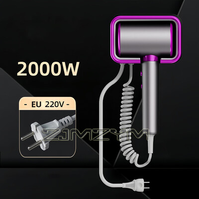Prie sienos montuojamas plaukų džiovintuvas be perforavimo 2000 W didelio galingumo greitai džiūstantis viešbučio vonios kambario neigiamų jonų plaukų priežiūra plaukų džiovintuvas