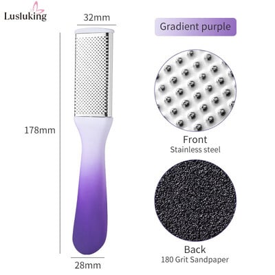 Profesionalus nerūdijančio plieno pėdų rasp grandiklis Metalinės pėdos dildės dvipusis nuospaudų valiklis, skirtas šlapiai arba sausai odai, pedikiūro įrankis kulnui