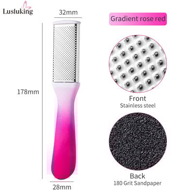 Profesionalus nerūdijančio plieno pėdų rasp grandiklis Metalinės pėdos dildės dvipusis nuospaudų valiklis, skirtas šlapiai arba sausai odai, pedikiūro įrankis kulnui