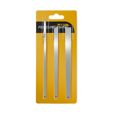 Set de cuțite pentru pedichiură 3 bucăți/set Instrumente profesionale pentru îngrijirea picioarelor pentru unghiile încarnate pentru unghii din oțel inoxidabil Kit de îndepărtare a unghiilor
