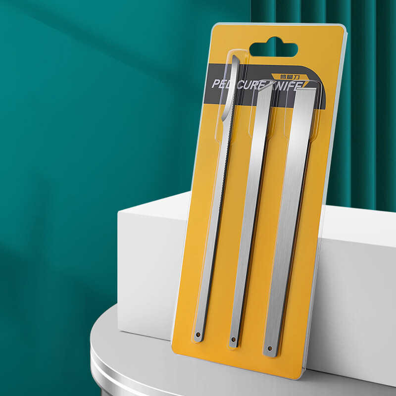 Set de cuțite pentru pedichiură 3 bucăți/set Instrumente profesionale pentru îngrijirea picioarelor pentru unghiile încarnate pentru unghii din oțel inoxidabil Kit de îndepărtare a unghiilor